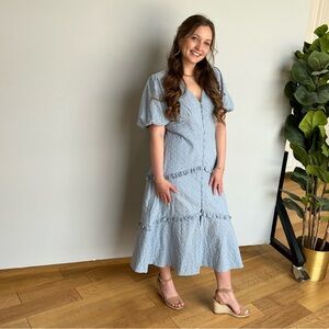 Mink pink  Elegant Blue embroidered design dress